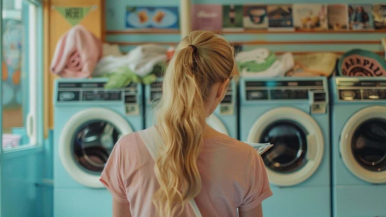 Una persona en una lavandería