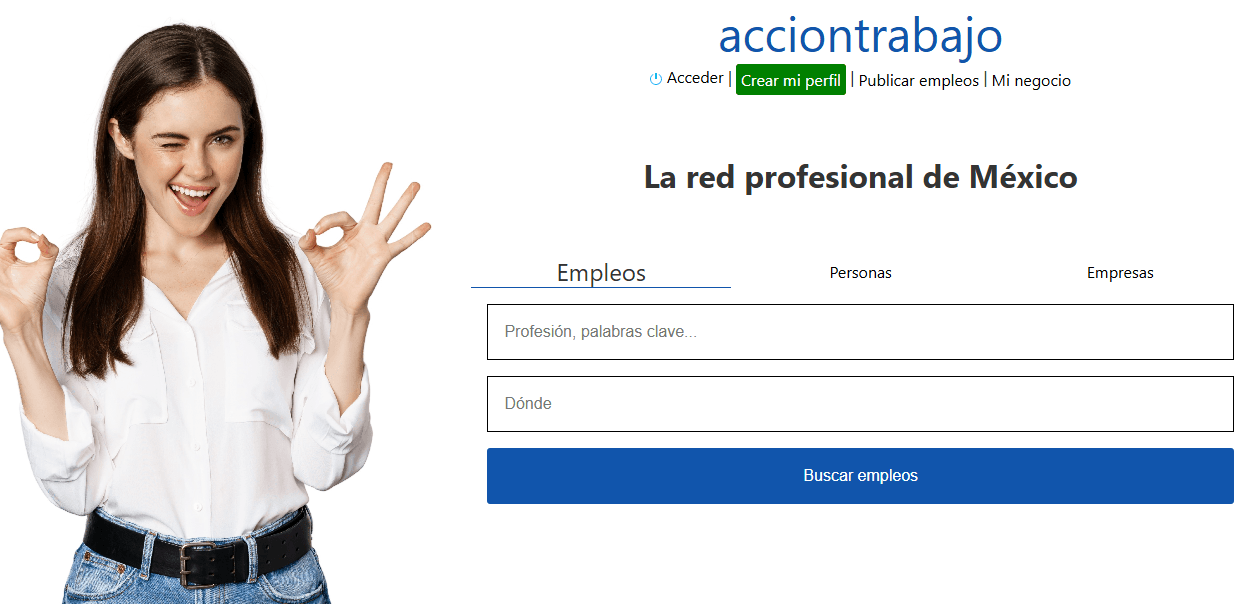 Pantallazo de la plataforma Acción Trabajo