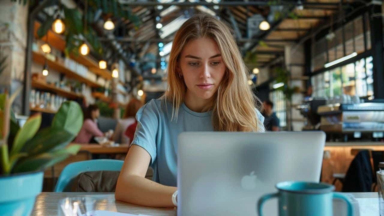 Una persona frente a su laptop buscando opciones de préstamos
