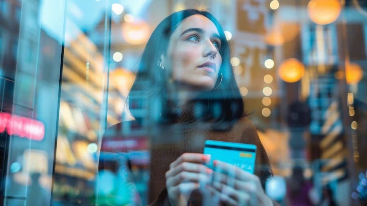 Una persona con una tarjeta bancaria en la mano
